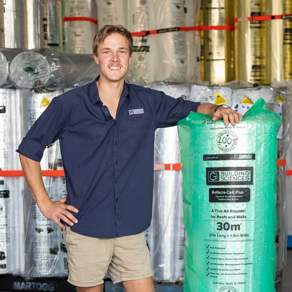 GIBS Team Member with Reflecta Cell Plus Insulation